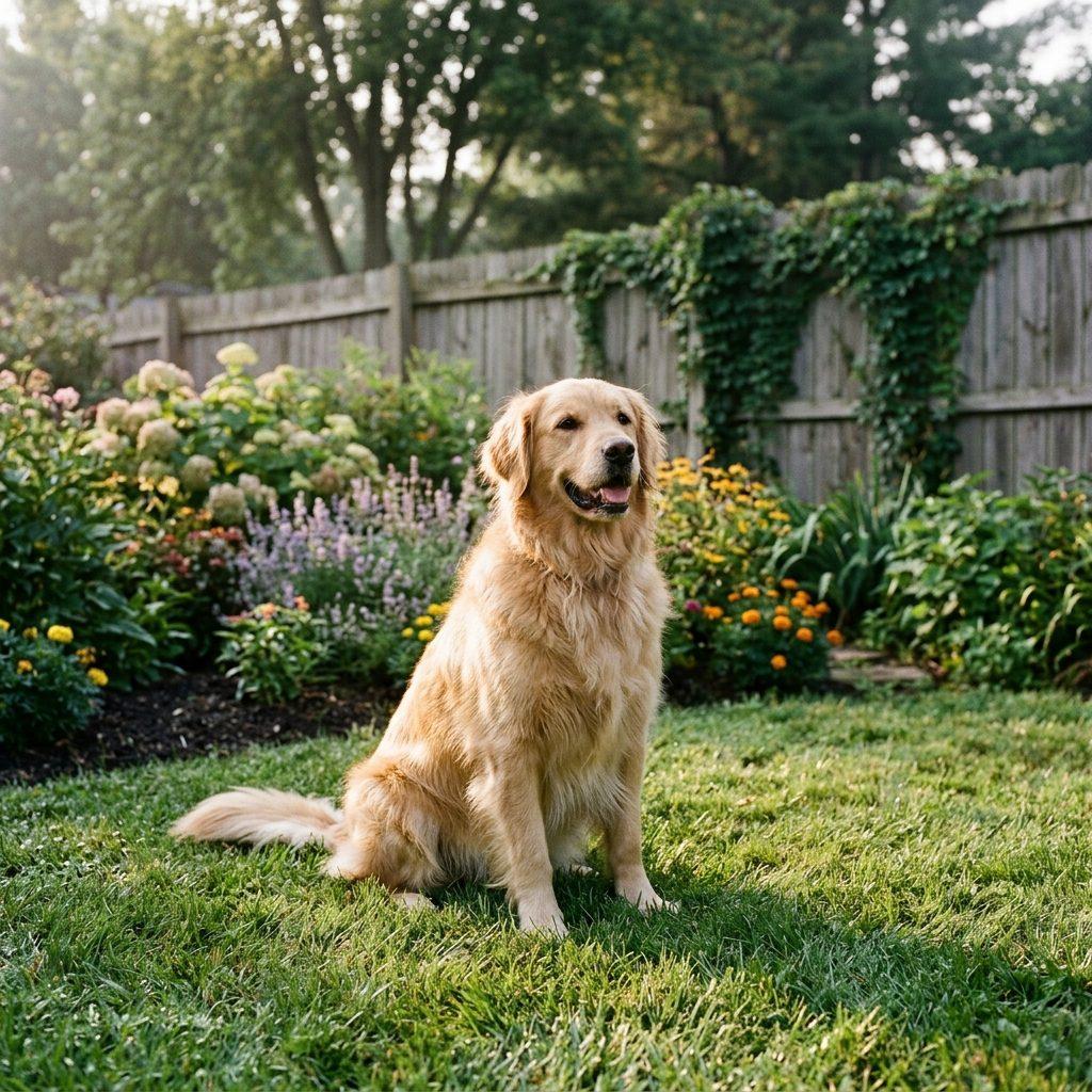 Dog on a lawn — original photo with background