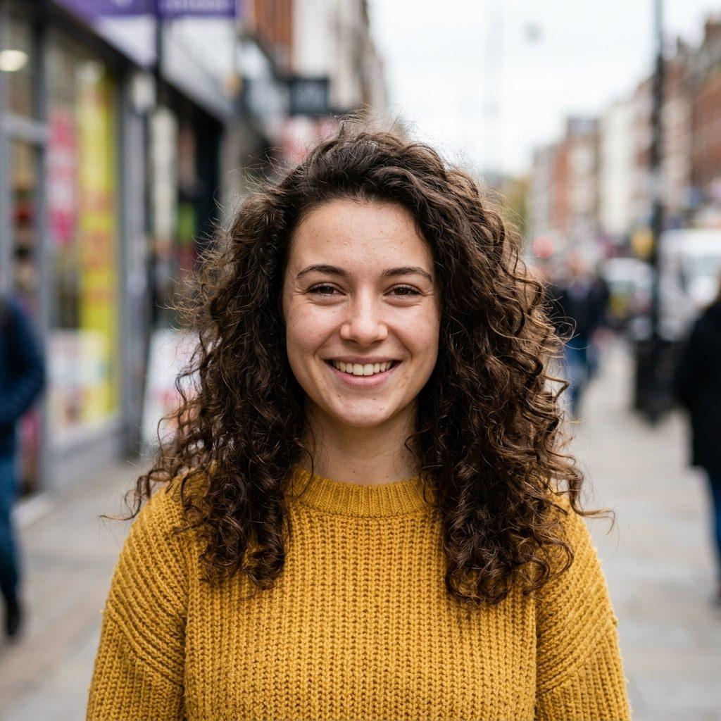 Portrait with curly hair — original photo with background
