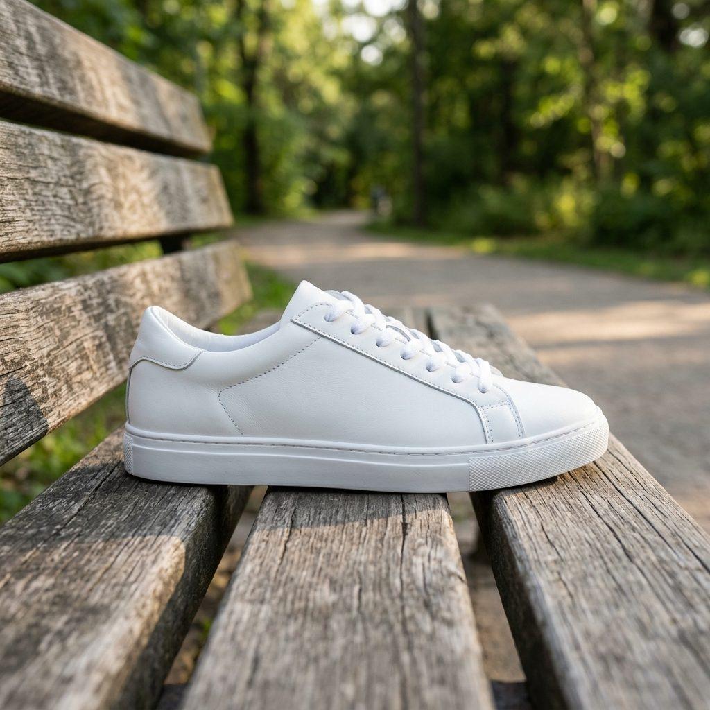 Product on a park bench — original photo with background