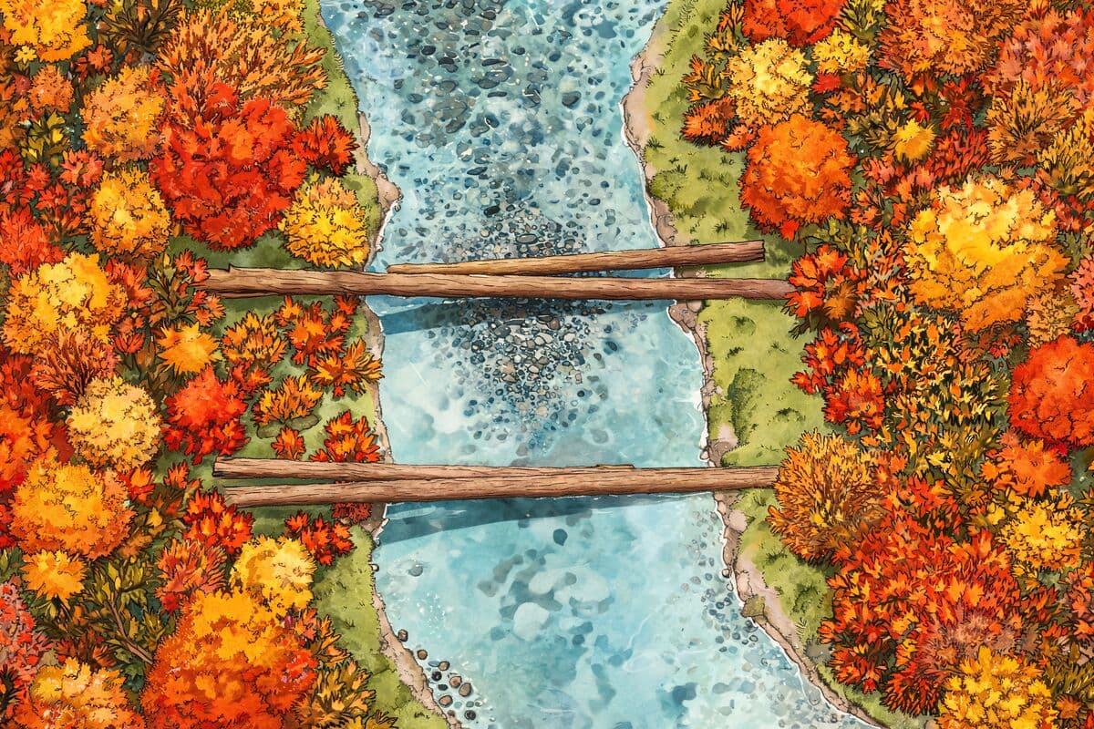Forest stream crossing — AI-generated battle map