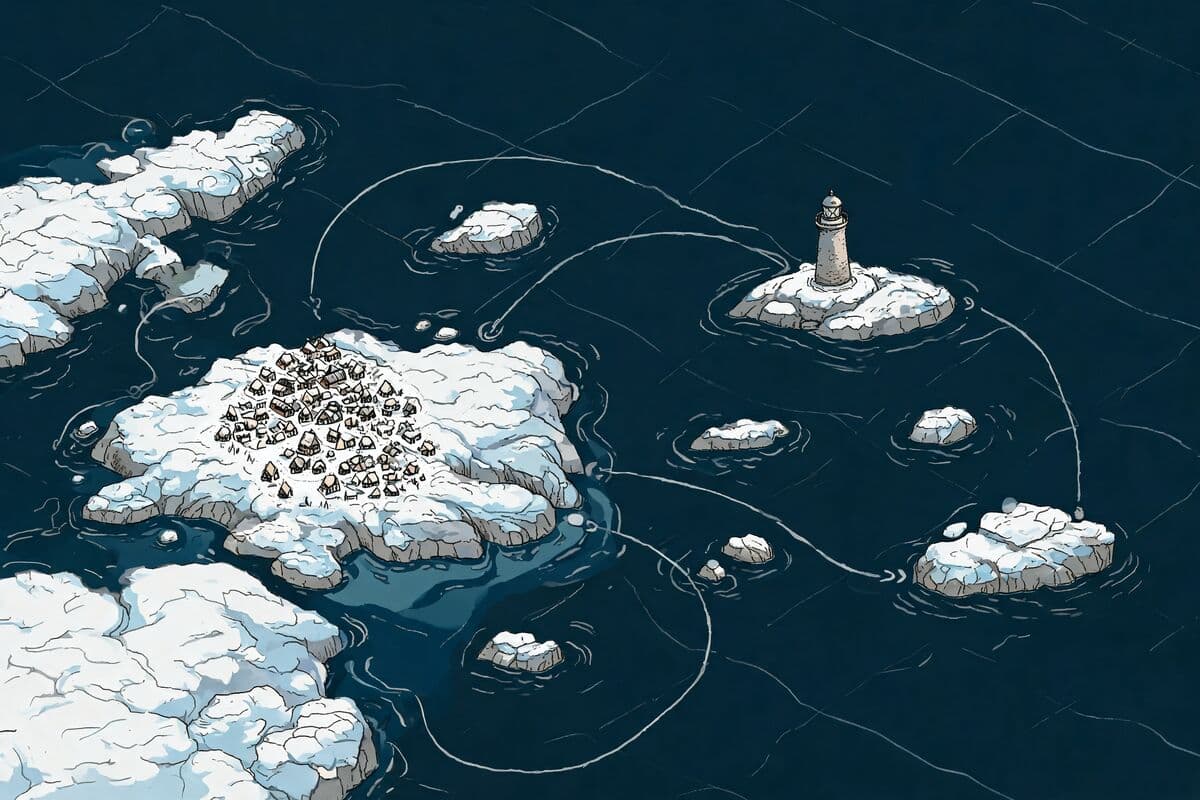 Frozen archipelago — AI-generated world map